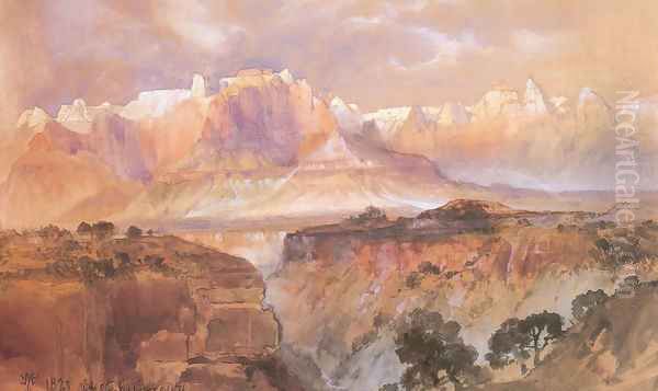 Cliffs Of The Rio Virgin South Utah Oil Painting by Thomas Moran