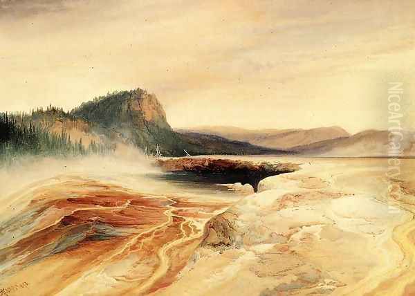 Giant Blue Spring Yellowstone2 Oil Painting by Thomas Moran