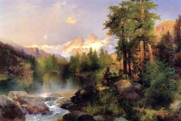 The Three Tetons Oil Painting by Thomas Moran