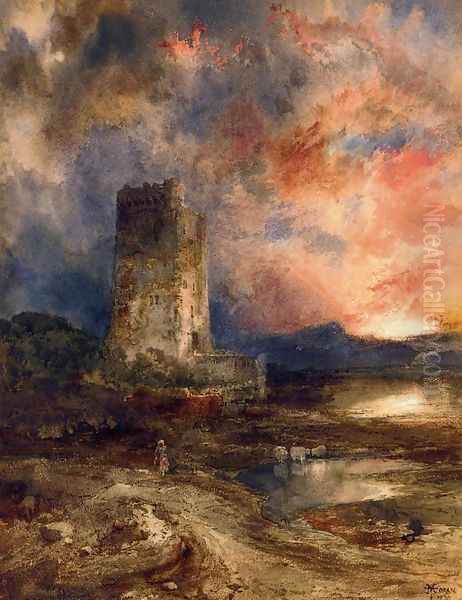 Sunset On The Moor Oil Painting by Thomas Moran