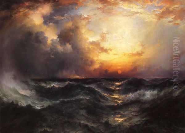 Sunset in Mid-Ocean Oil Painting by Thomas Moran