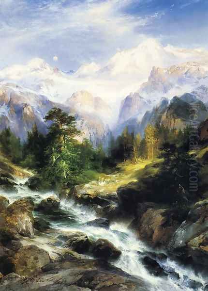 In the Teton Range Oil Painting by Thomas Moran