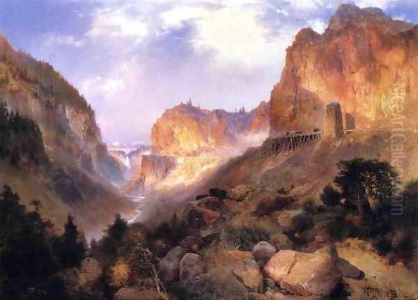 Golden Gateway to the Yellowstone Oil Painting by Thomas Moran