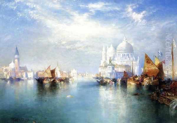 Venetian Canal Scene I Oil Painting by Thomas Moran