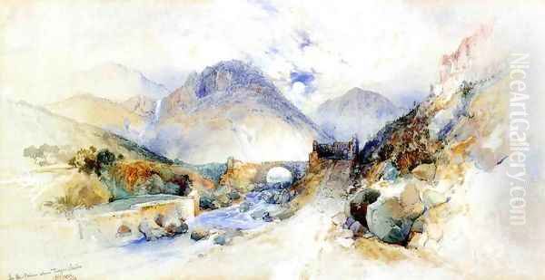 In the Cajon above Troyes, Mexico Oil Painting by Thomas Moran