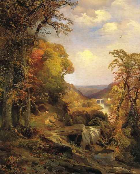 On the Wissahickon near Chestnut Hill Oil Painting by Thomas Moran