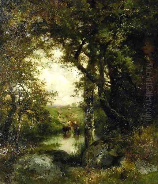 Pool in the Forest, Long Island Oil Painting by Thomas Moran