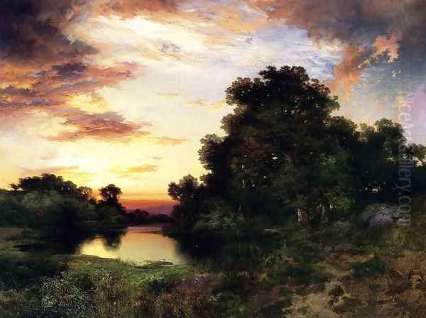 Sunset on Long Island Oil Painting by Thomas Moran