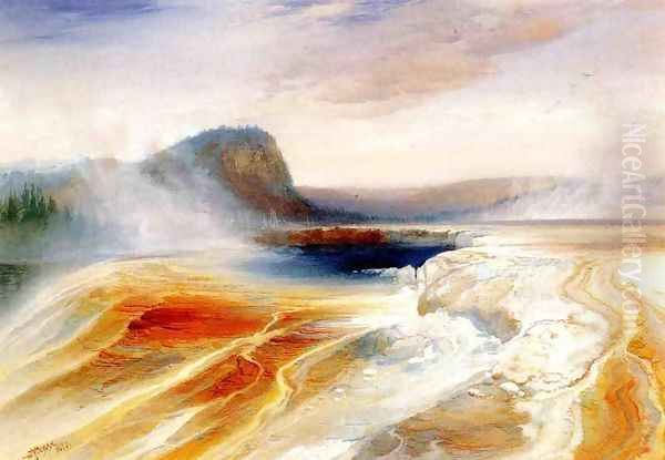 Lower Geyser Basin Oil Painting by Thomas Moran