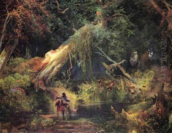 Slave Hunt, Dismal Swamp, Virginia Oil Painting by Thomas Moran