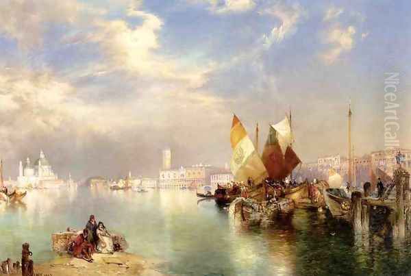 Venice, The Little Bridge Oil Painting by Thomas Moran