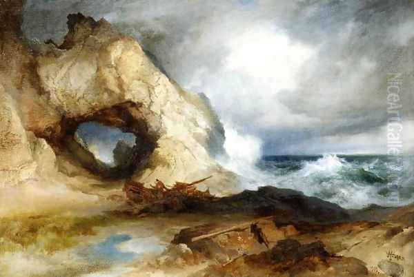 The Cavern, California Coast Oil Painting by Thomas Moran