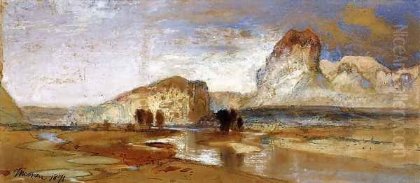 First Sketch Made in the West at Green River, Wyoming Oil Painting by Thomas Moran