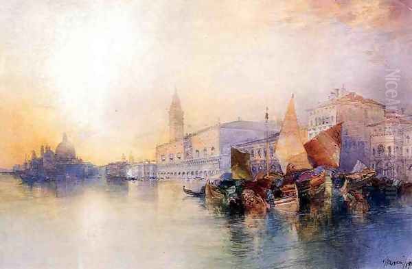 Santa Maria and The Ducal Palace, Venice Oil Painting by Thomas Moran