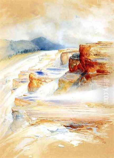 The Hot Springs of Gardiners River, Dianas Baths Oil Painting by Thomas Moran