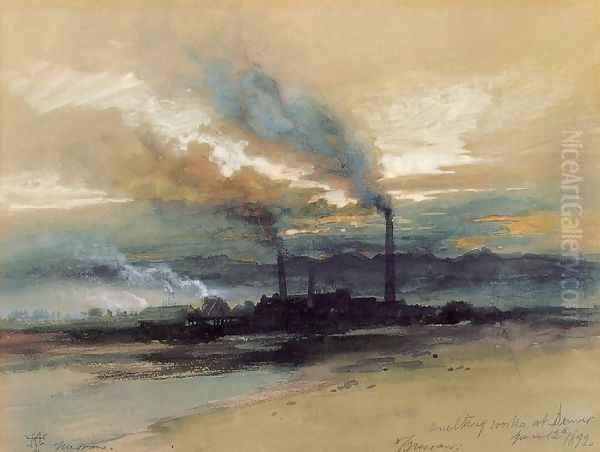 Smelting Works at Denver Oil Painting by Thomas Moran