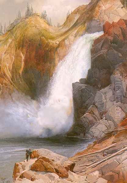 Upper Falls, Yellowstone Oil Painting by Thomas Moran