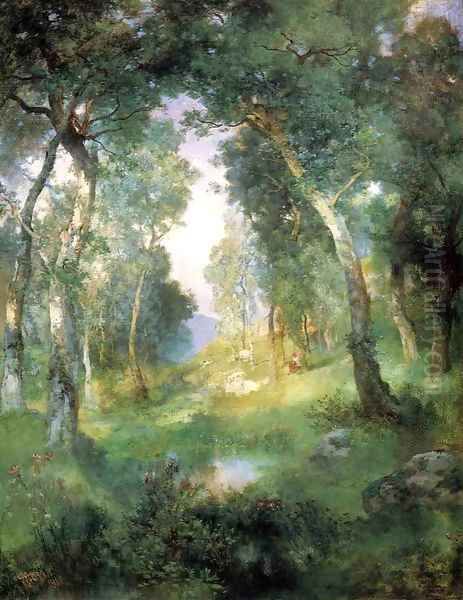 Forest Glade Santa Barbara 1918 Oil Painting by Thomas Moran