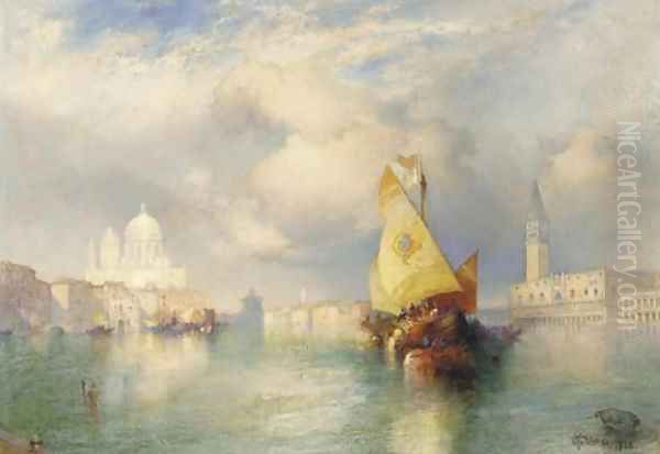 A View of the Doge's Palace Oil Painting by Thomas Moran