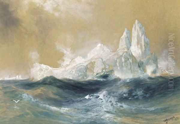 Icebergs Oil Painting by Thomas Moran