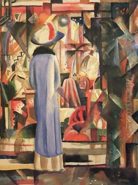 A Large Light Shop Window Oil Painting by August Macke