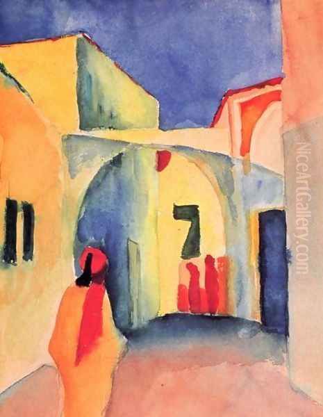 A Street Oil Painting by August Macke