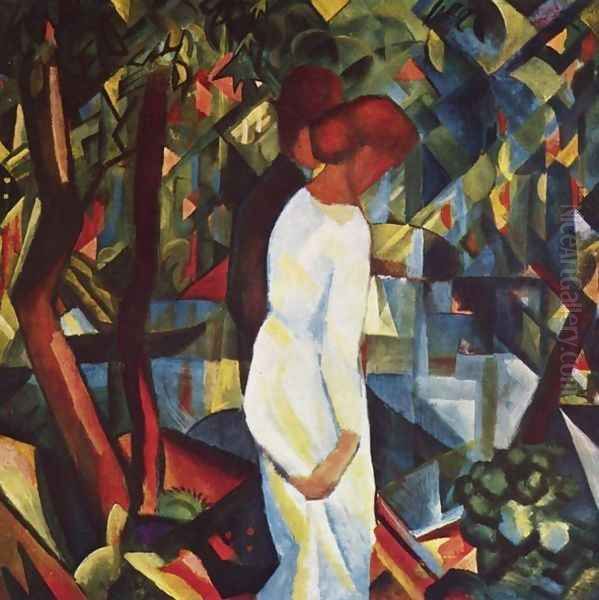 Couple In The Forest Oil Painting by August Macke