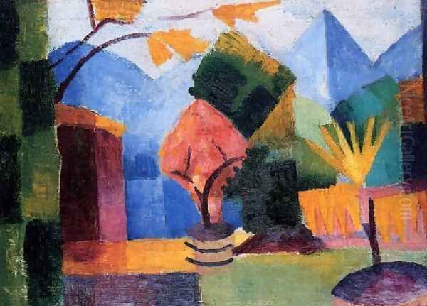 Garden At The Thuner Lake Oil Painting by August Macke