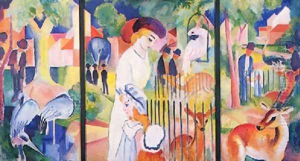 A Zoological Garden Oil Painting by August Macke