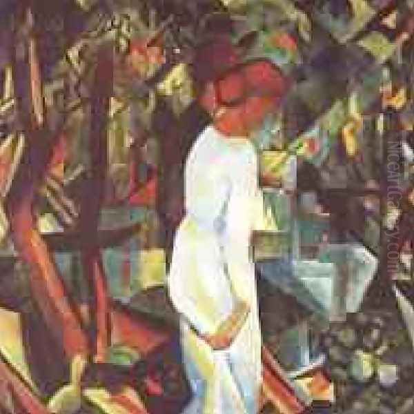 A Couple In The Forest Oil Painting by August Macke