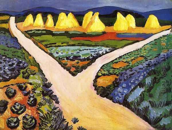 Vegetable Fields Oil Painting by August Macke