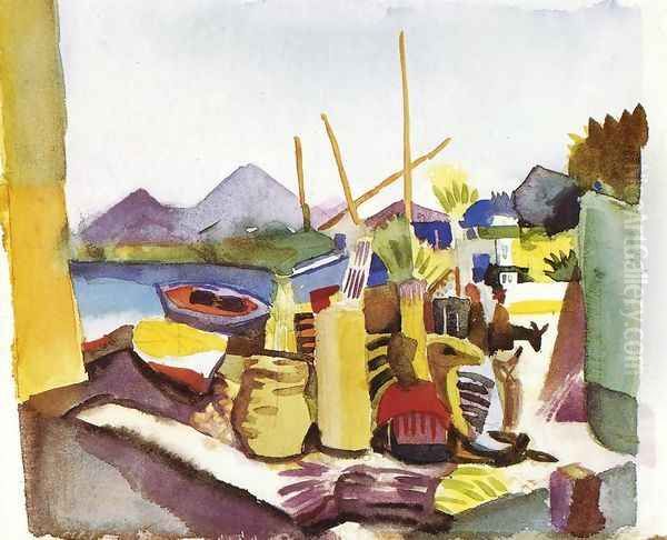 Landscape In Hammamet Oil Painting by August Macke