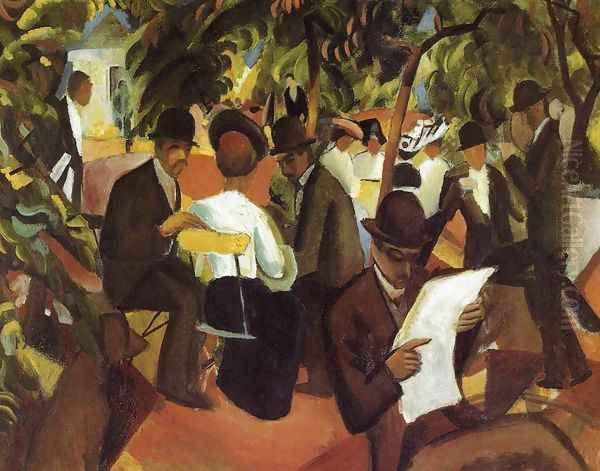 Garden Restaurant Oil Painting by August Macke