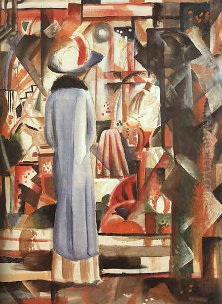 Large Bright Shop Window (Großes helles Schaufenster) 1912 Oil Painting by August Macke