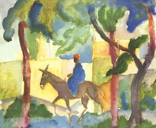 Donkey Horseman Oil Painting by August Macke