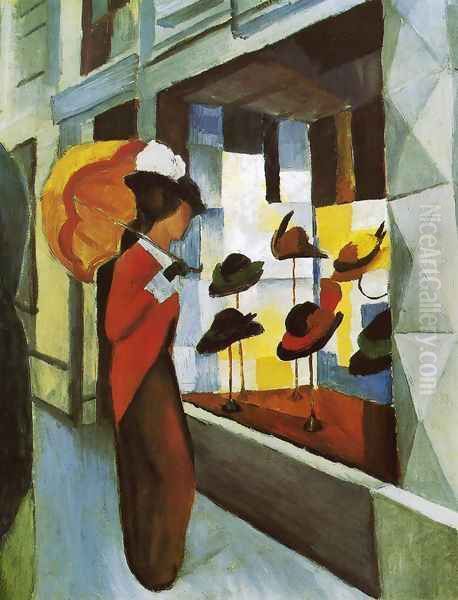 Hat Shop (Hutladen) 1914 Oil Painting by August Macke