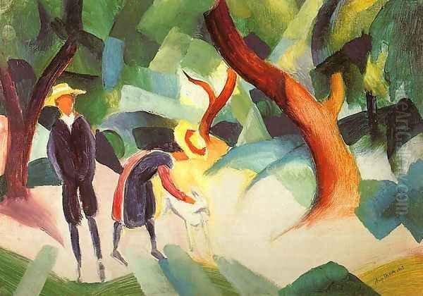 Children with Goat (Kinder mit Ziege) 1913 Oil Painting by August Macke