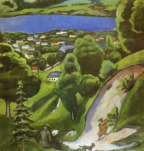 Tegernsee Landscape Oil Painting by August Macke