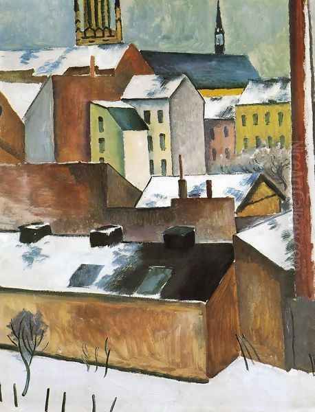 St. Mary's in the Snow (Mariekirsche im Schnee) 1911 Oil Painting by August Macke