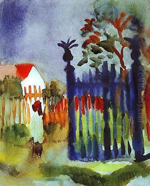 Garden Gate Oil Painting by August Macke