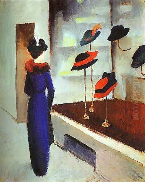 Milliner's Shop (Hutladen) 1913 Oil Painting by August Macke