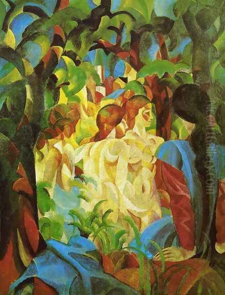 GIRLS Oil Painting by August Macke