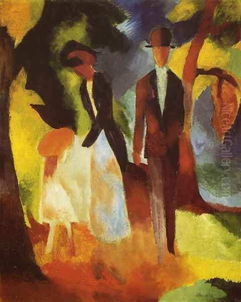 People by a Blue Lake (Leute am Blauen See) 1913 Oil Painting by August Macke