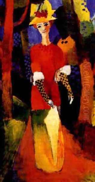 Womain In A Park Oil Painting by August Macke