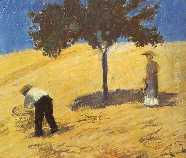 Tree In The Grain Field Oil Painting by August Macke