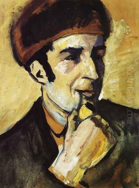 Portrait of Franz Marc (Bildnis Franz Marc) 1910 Oil Painting by August Macke