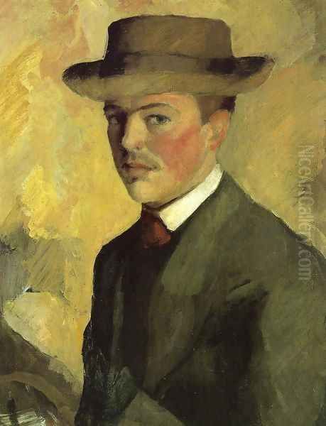 Self Portrait 1909 Oil Painting by August Macke