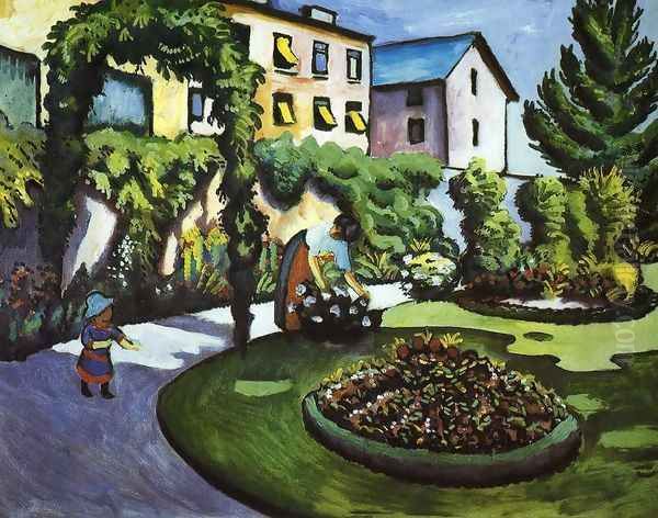 Garden Picture Oil Painting by August Macke