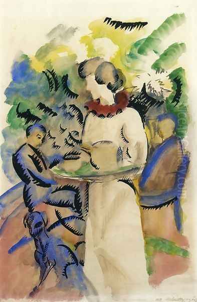 Afternoon in the Garden Oil Painting by August Macke