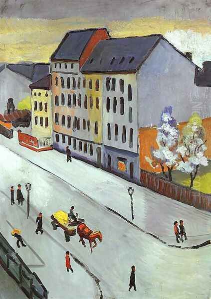 Our Street in Gray (Unsere Strasse in Grau) 1911 Oil Painting by August Macke